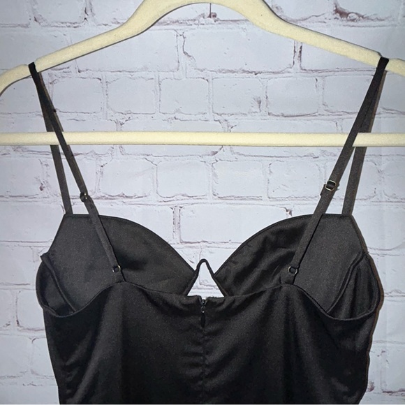 Oh Polly Black Satin Underwire Cutout Dress Size 4 - Picture 7 of 10